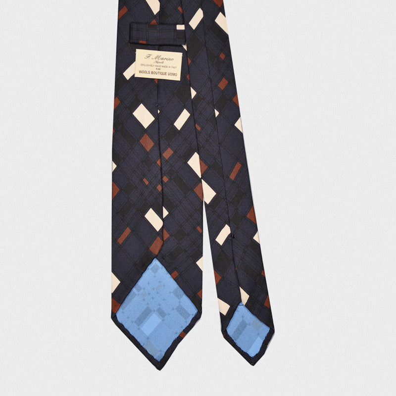 Load image into Gallery viewer, F.Marino Handmade Silk Tie 3-Fold Vintage Style 60s Blue-Wools Boutique Uomo

