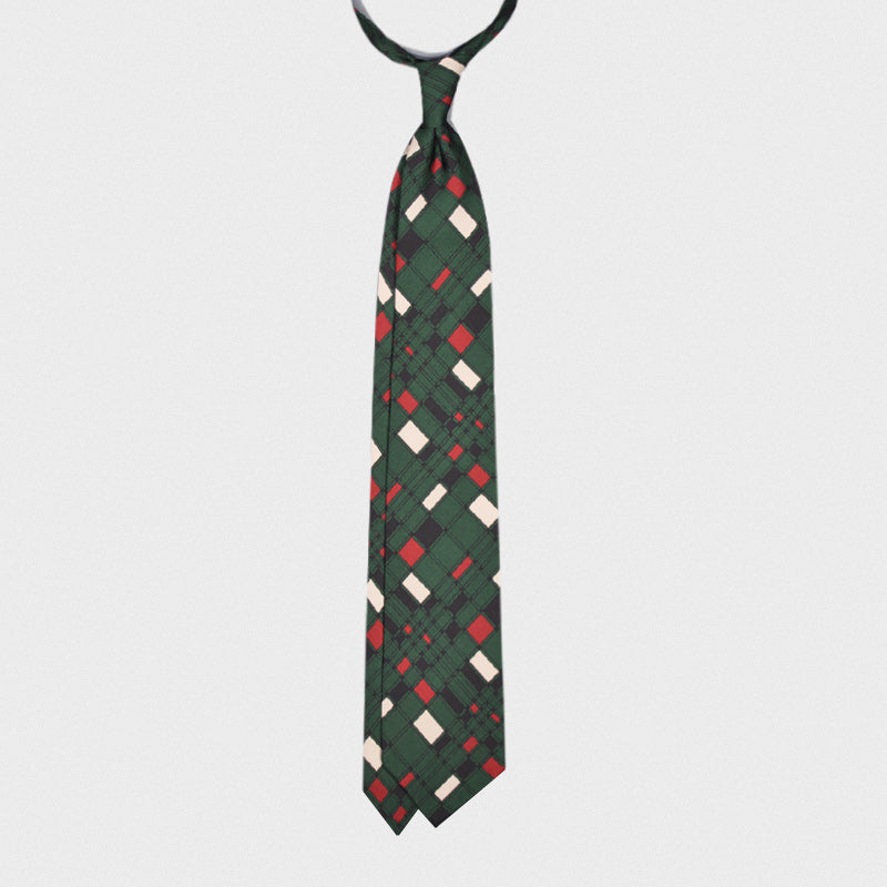 F.Marino Handmade Silk Tie 3-Fold Vintage Style 60s Green-Wools Boutique Uomo