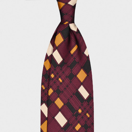 F.Marino Handmade Silk Tie 3-Fold Vintage Style 60s Plum-Wools Boutique Uomo