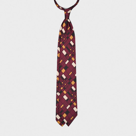 F.Marino Handmade Silk Tie 3-Fold Vintage Style 60s Plum-Wools Boutique Uomo