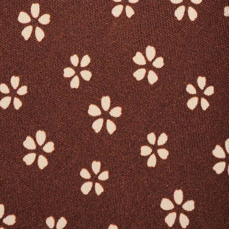 F.Marino Handmade Silk Tie 3-Fold Brown Daisy-Wools Boutique Uomo