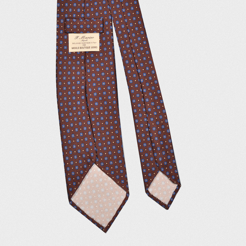 F.Marino Handmade Silk Tie 3-Fold Cinnamon Brown-Wools Boutique Uomo