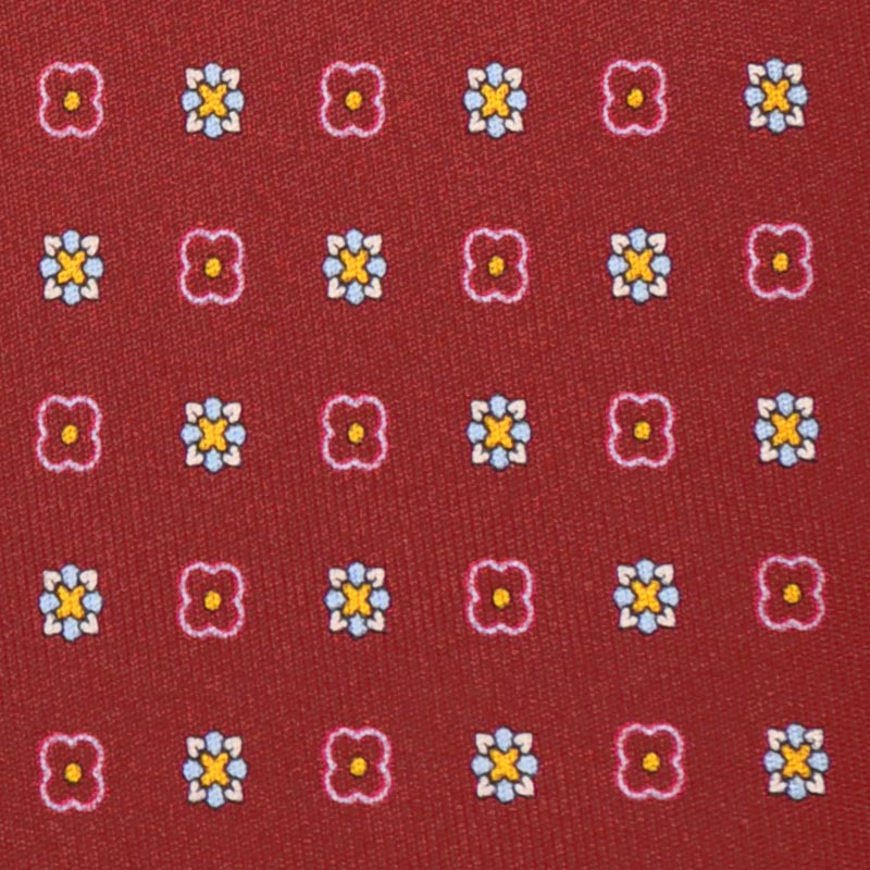 F.Marino Handmade Silk Tie 3-Fold Diamonds Cherry Red-Wools Boutique Uomo
