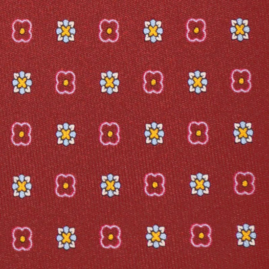 F.Marino Handmade Silk Tie 3-Fold Diamonds Cherry Red-Wools Boutique Uomo