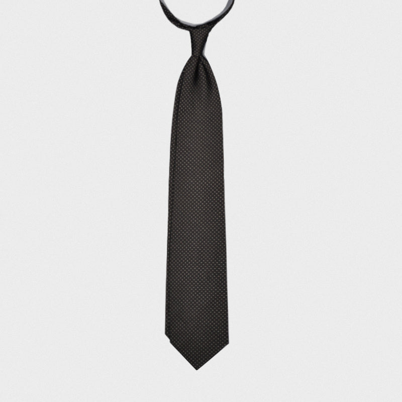 F.Marino Handmade Silk Tie 3-Fold Micro Pois Black-Wools Boutique Uomo