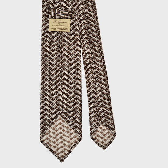 F.Marino Handmade Silk Tie 3-Fold Optical Brown-Wools Boutique Uomo