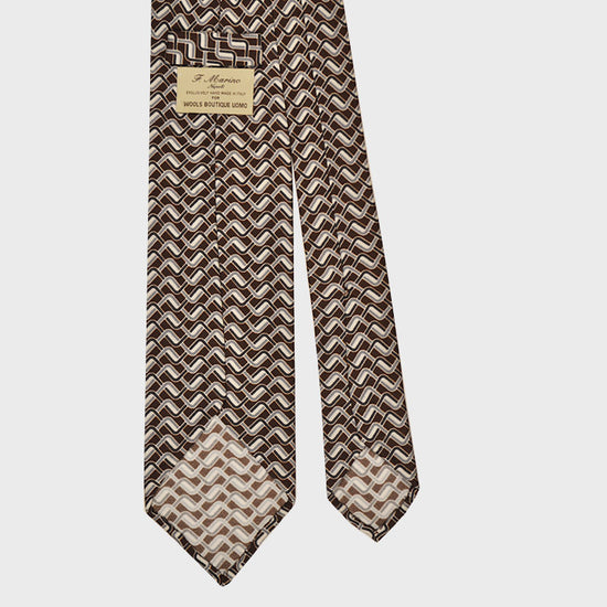 Load image into Gallery viewer, F.Marino Handmade Silk Tie 3-Fold Optical Brown-Wools Boutique Uomo
