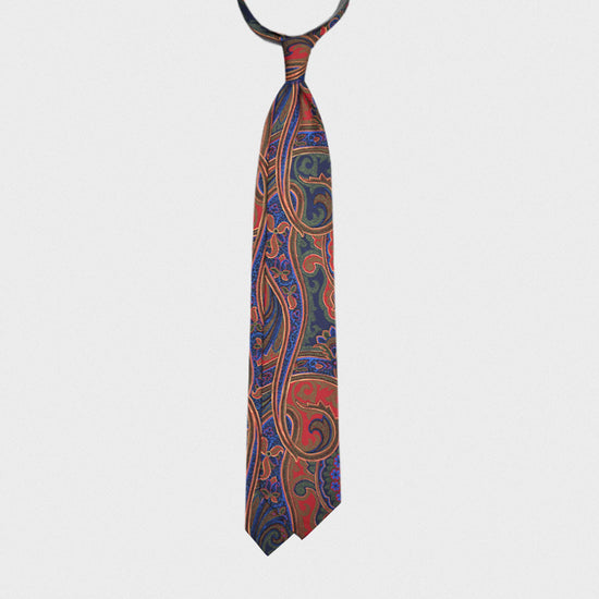 F.Marino Handmade Paisley Tie Silk 3 Folds Multicolors-Wools Boutique Uomo