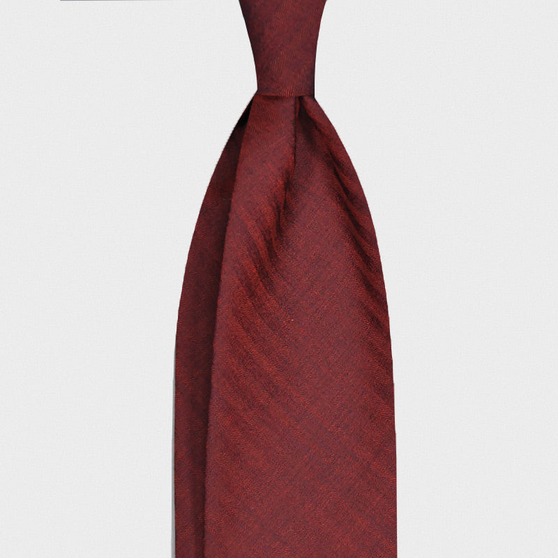 F.Marino Handmade Wool Tie 3 Fold Holland&Sherry Solaro Burgundy-Wools Boutique Uomo