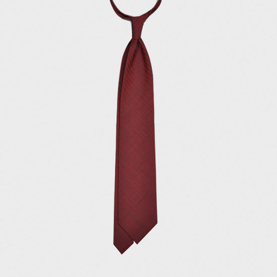 F.Marino Handmade Wool Tie 3 Fold Holland&Sherry Solaro Burgundy-Wools Boutique Uomo