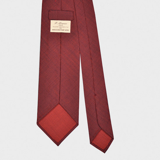 F.Marino Handmade Wool Tie 3 Fold Holland&Sherry Solaro Burgundy-Wools Boutique Uomo