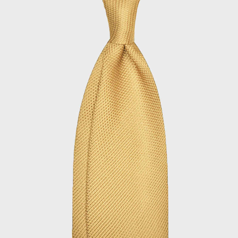 F.Marino Handmade Grenadine Silk Tie 3-Fold Beige-Wools Boutique Uomo