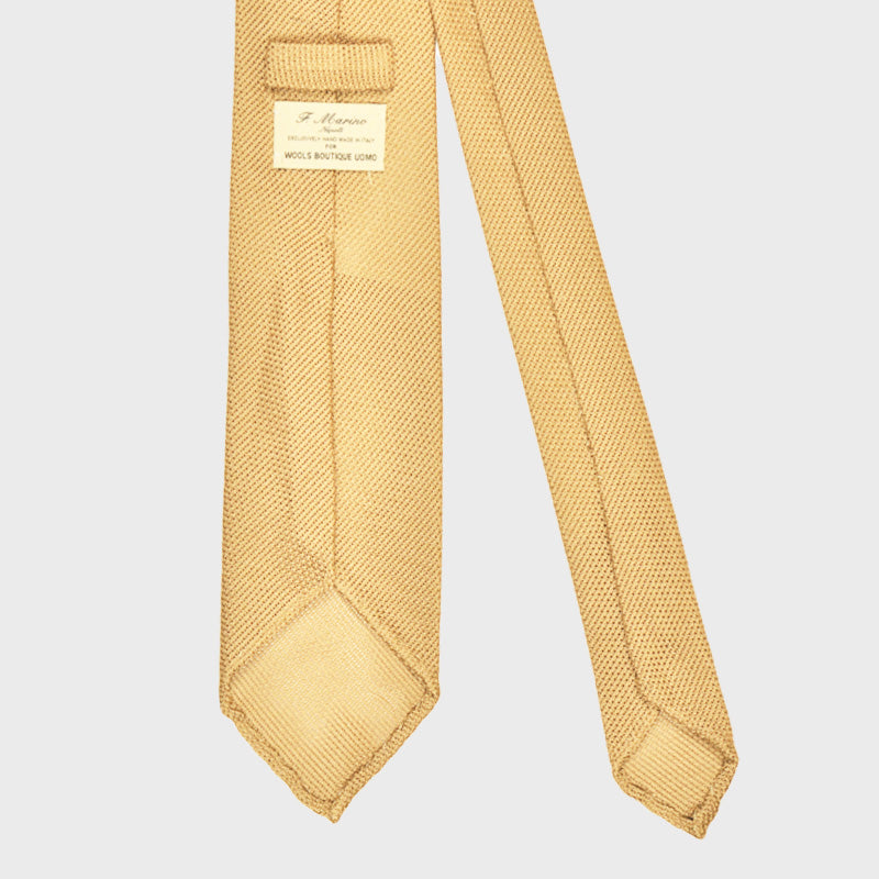 F.Marino Handmade Grenadine Silk Tie 3-Fold Beige-Wools Boutique Uomo