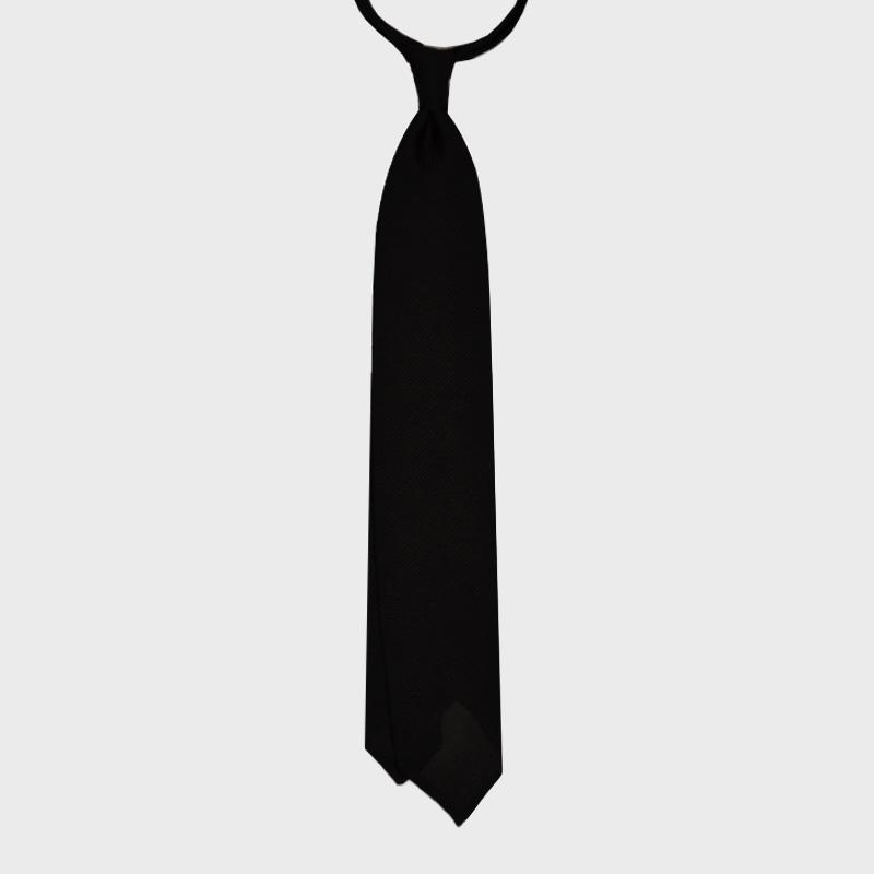 F.Marino Handmade Grenadine Silk Tie 3-Fold Black-Wools Boutique Uomo