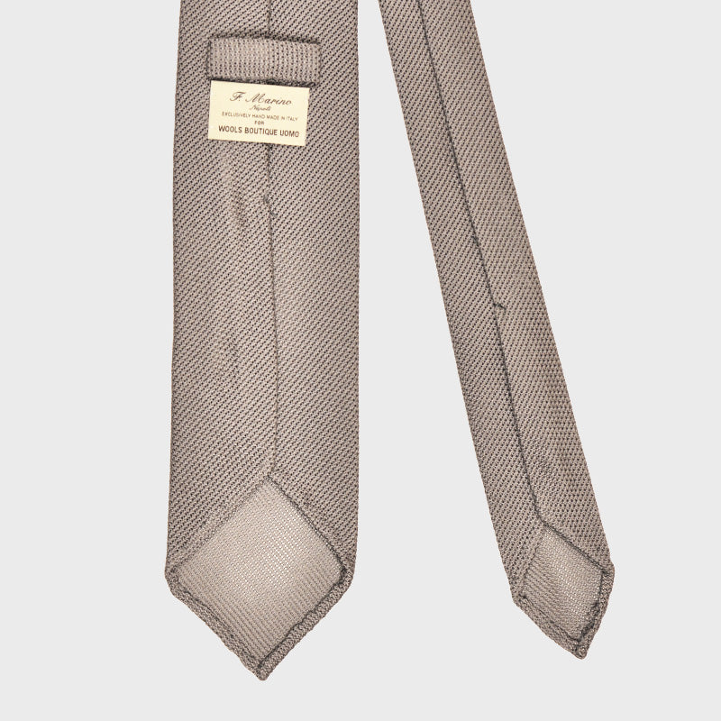 F.Marino Handmade Grenadine Silk Tie 3-Fold Grey-Wools Boutique Uomo