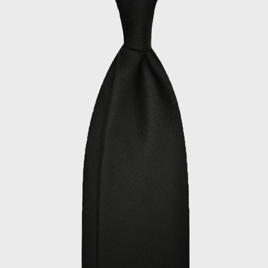 F.Marino Handmade Jacquard Silk Tie 3-Fold Black-Wools Boutique Uomo