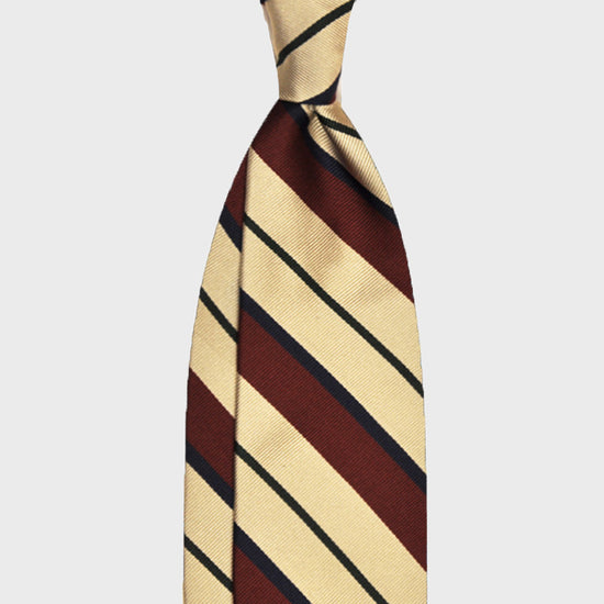 F.Marino Handmade Tie 3-Fold Regimental Jacquard Silk | Bordò-Wools Boutique Uomo