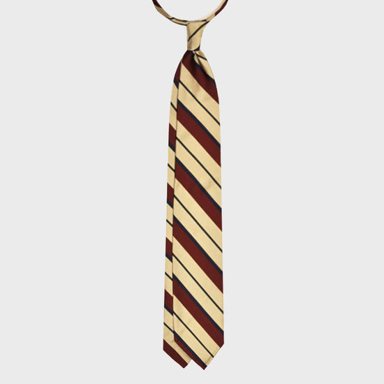 F.Marino Handmade Tie 3-Fold Regimental Jacquard Silk | Bordò-Wools Boutique Uomo