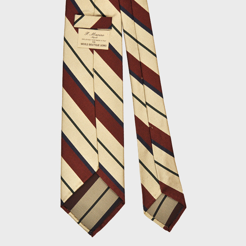 F.Marino Handmade Tie 3-Fold Regimental Jacquard Silk | Bordò-Wools Boutique Uomo