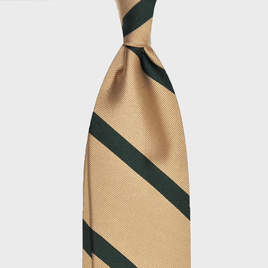 F.Marino Handmade Tie 3-Fold Regimental Jacquard Silk | Block Green-Wools Boutique Uomo