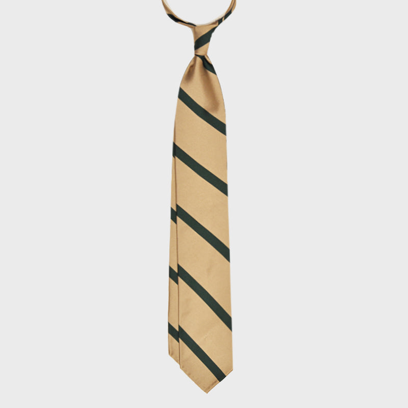 F.Marino Handmade Tie 3-Fold Regimental Jacquard Silk | Block Green-Wools Boutique Uomo