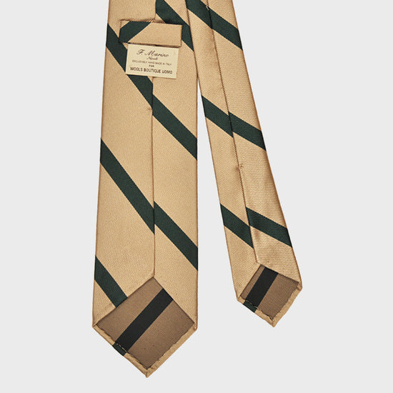 F.Marino Handmade Tie 3-Fold Regimental Jacquard Silk | Block Green-Wools Boutique Uomo