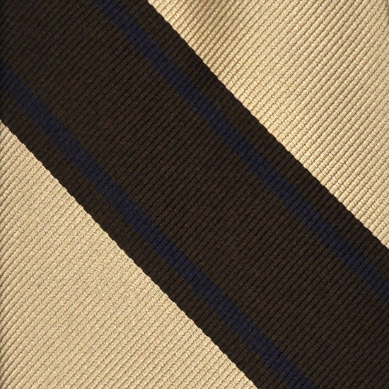 F.Marino Handmade Tie 3-Fold Regimental Jacquard Silk | Brown Rails-Wools Boutique Uomo