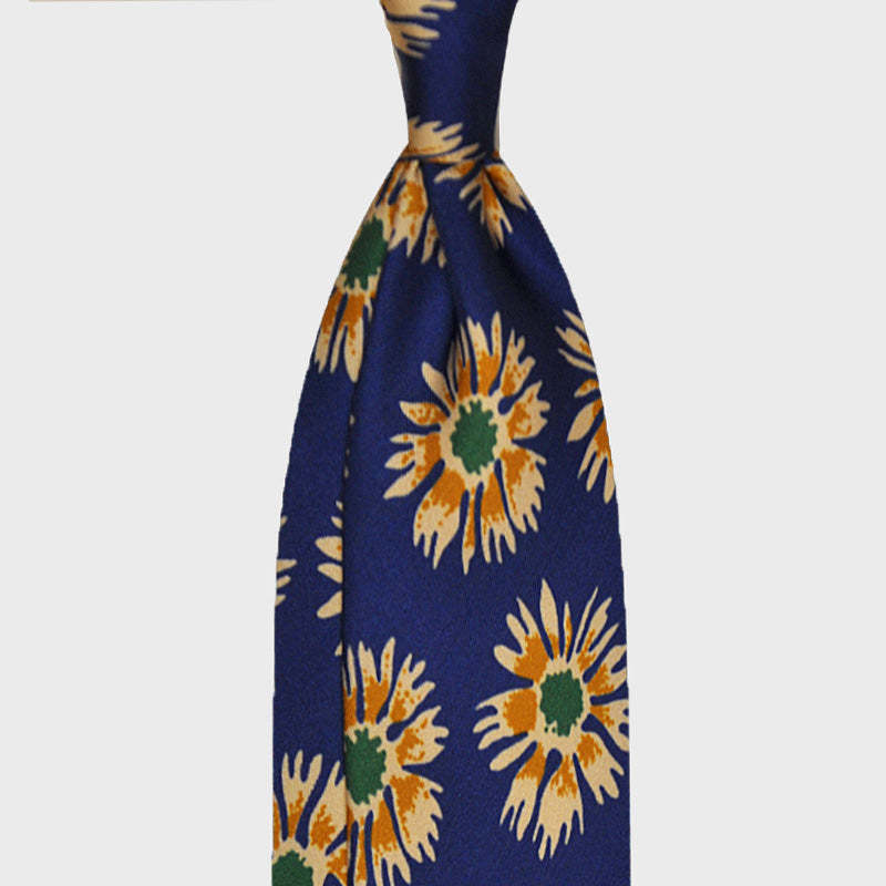 F.Marino Handmade Silk Tie 3-Fold Garden Carnations | Blu-Wools Boutique Uomo