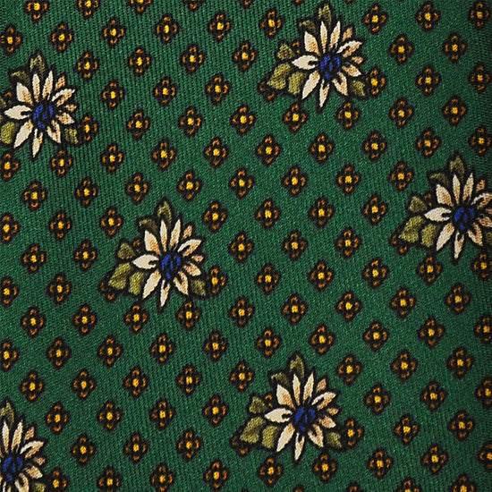 F.Marino Handmade Silk Tie 3-Fold Garden Margherita | Green-Wools Boutique Uomo