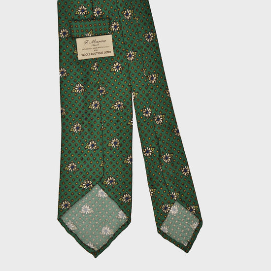 F.Marino Handmade Silk Tie 3-Fold Garden Margherita | Green-Wools Boutique Uomo