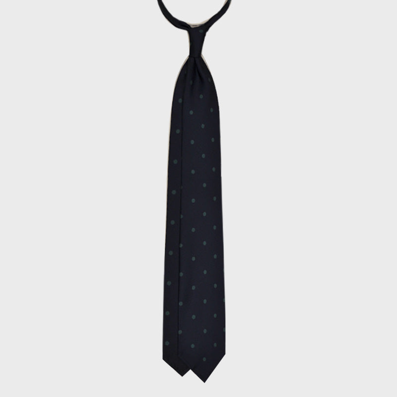 F.Marino Handmade Silk Tie 3 Folds Pois Teal Green-Wools Boutique Uomo