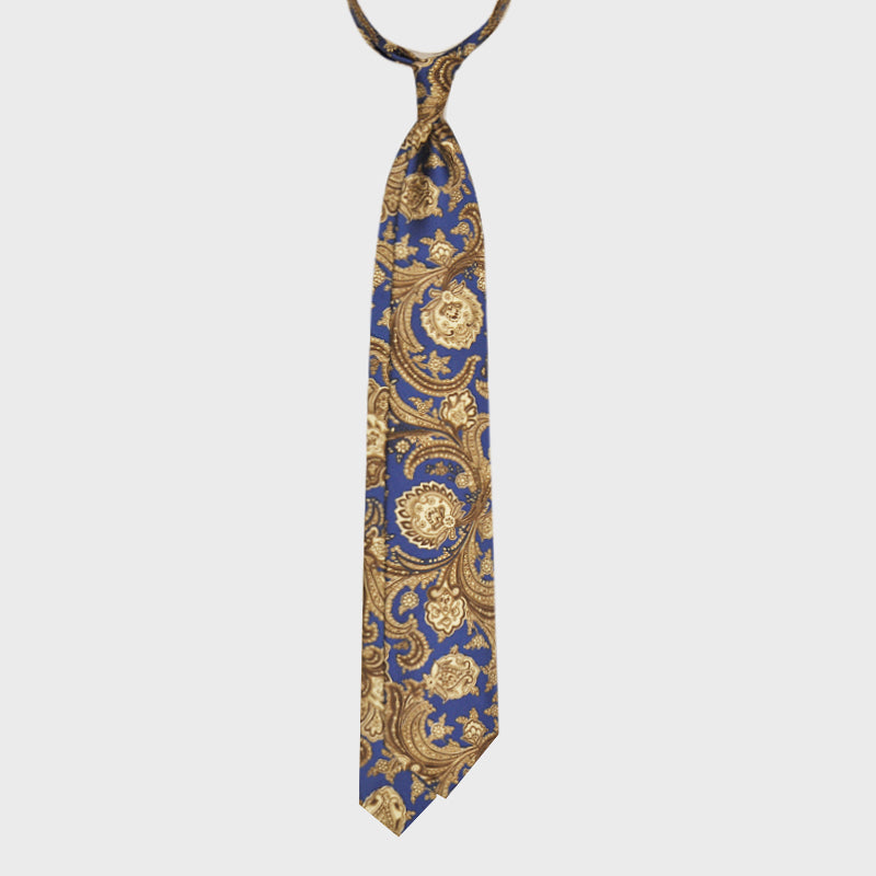 F.Marino Handmade Silk Tie 3-Fold Liberty | Persian Blue-Wools Boutique Uomo