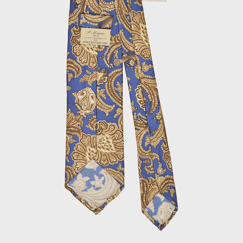 F.Marino Handmade Silk Tie 3-Fold Liberty | Persian Blue-Wools Boutique Uomo