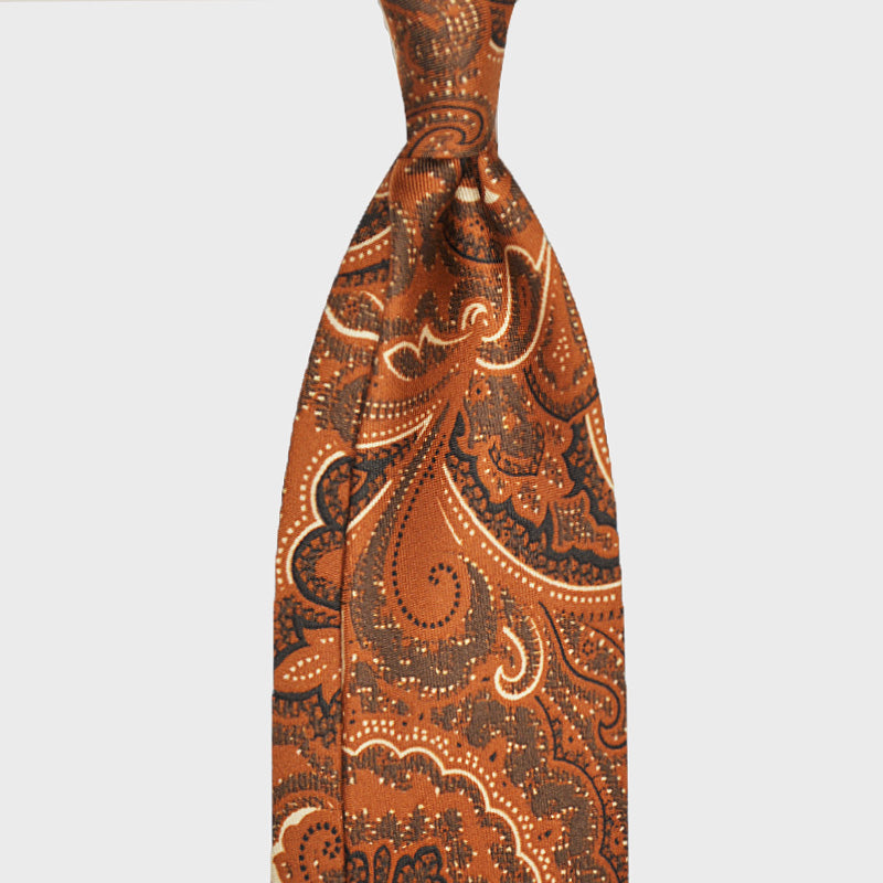 F.Marino Handmade Silk Tie 3-Fold Liberty | Rust-Wools Boutique Uomo