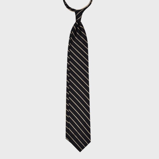 F.Marino Handmade Tie 3-Fold Regimental Jacquard Silk | Pinstripe-Wools Boutique Uomo