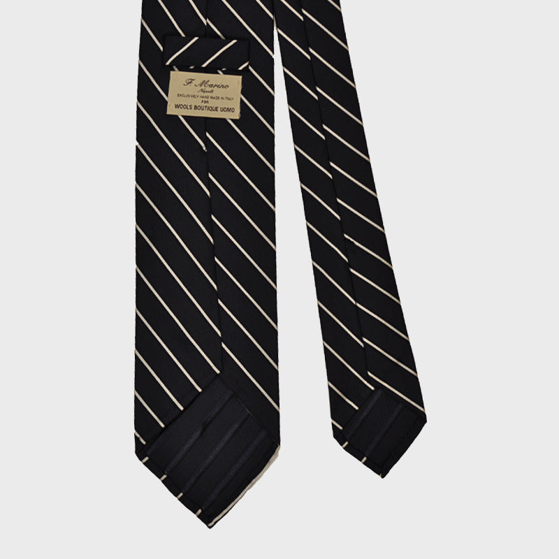 F.Marino Handmade Tie 3-Fold Regimental Jacquard Silk | Pinstripe-Wools Boutique Uomo