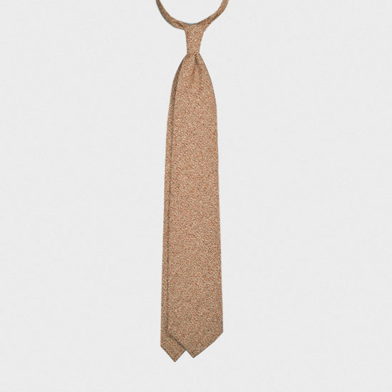 F.Marino Handmade Tie 3 Folds Wool Cotton Holland&Sherry Brown-Wools Boutique Uomo