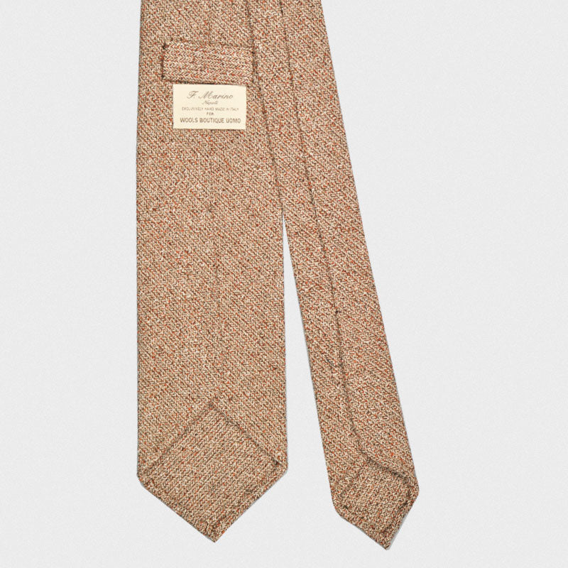 F.Marino Handmade Tie 3 Folds Wool Cotton Holland&Sherry Brown-Wools Boutique Uomo