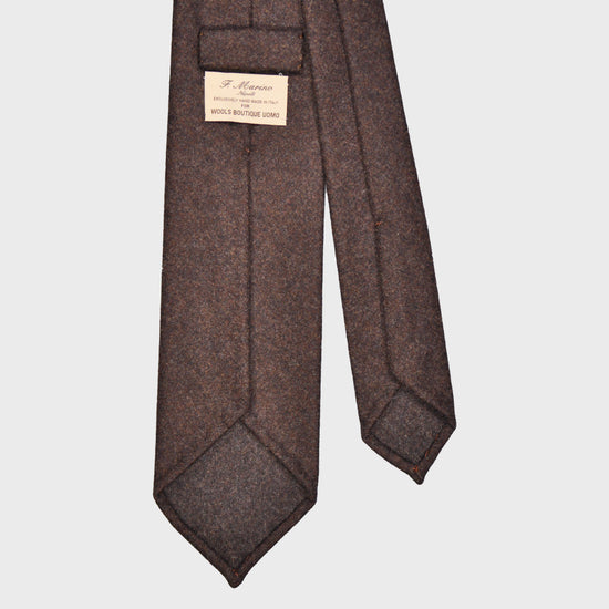 F.Marino Flannel Wool Tie 3 Folds Chocolate Brown-Wools Boutique Uomo