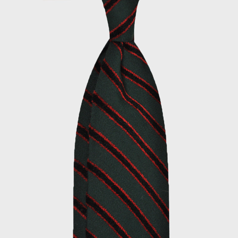 F.Marino Handmade Tie 3-Fold Holland&Sherry Wool Regimental Velvet-Wools Boutique Uomo