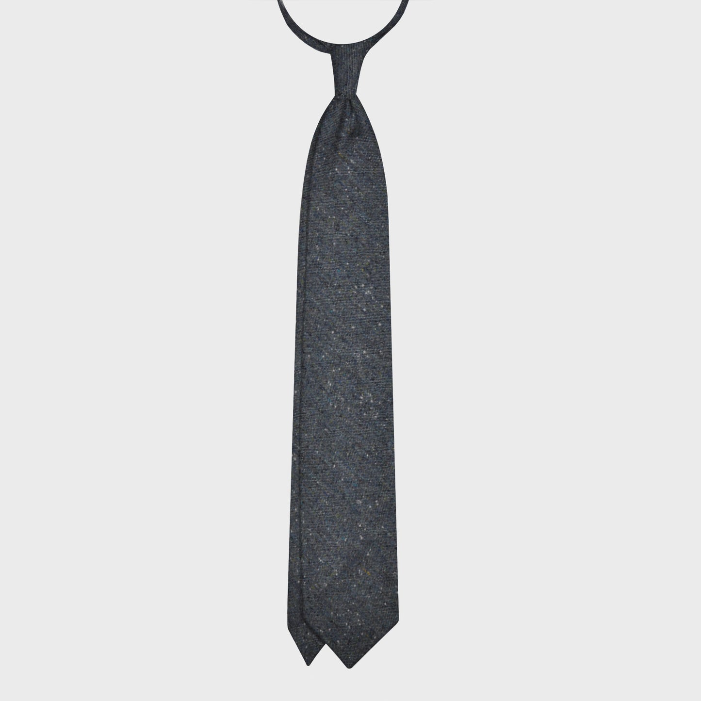 F.Marino Handmade Wool Tie 3 Fold Donegal Tweed Denim Blue-Wools Boutique Uomo