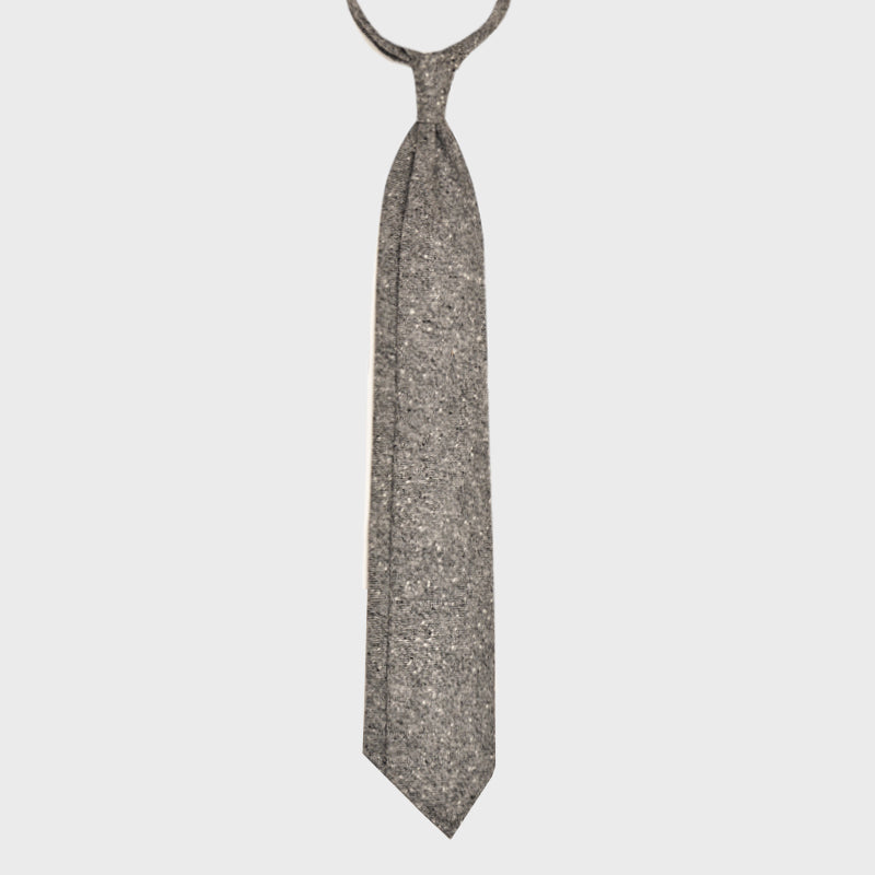 Load image into Gallery viewer, F.Marino Handmade Wool Tie 3-Fold Donegal Tweed Black White-Wools Boutique Uomo
