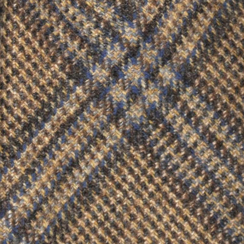 F.Marino Handmade Wool Tie 3-Fold Prince of Wales Denim-Wools Boutique Uomo