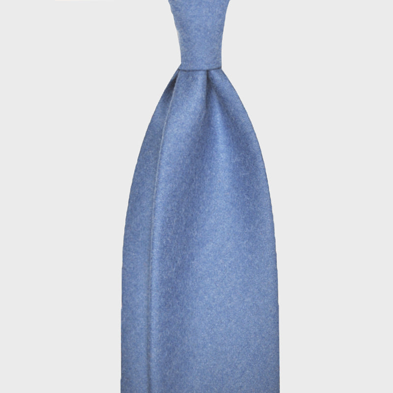 F.Marino Handmade Wool Tie 3-Fold Sky Blue-Wools Boutique Uomo