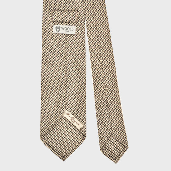 F.Marino Wool Tie 3 Folds Pied de Poule Ivory-Wools Boutique Uomo
