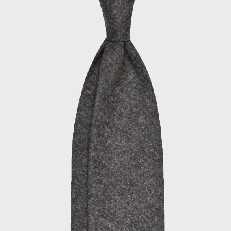 F.Marino Handmade Wool Tie 3-Fold Smoke Grey-Wools Boutique Uomo