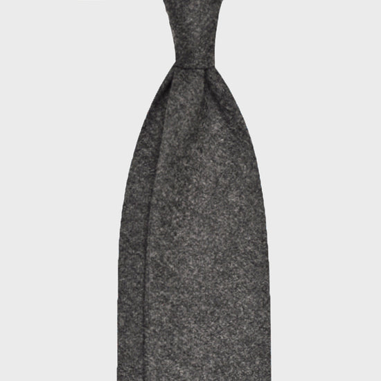 F.Marino Handmade Wool Tie 3-Fold Smoke Grey-Wools Boutique Uomo