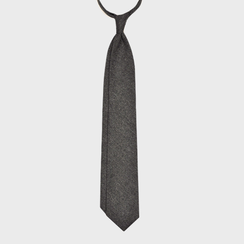 F.Marino Handmade Wool Tie 3-Fold Smoke Grey-Wools Boutique Uomo