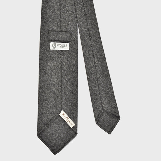 F.Marino Handmade Wool Tie 3-Fold Smoke Grey-Wools Boutique Uomo