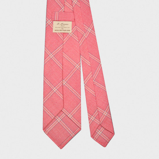 Load image into Gallery viewer, F.Marino Handmade Wool Tie Drapers Italy 3-Fold Windowpane Pink-Wools Boutique Uomo
